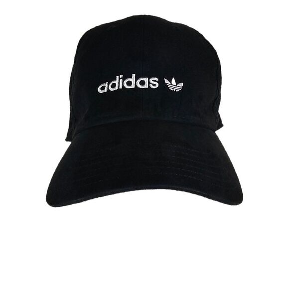 Adidas Black Sueded White Embroidered Logo Baseball Hat Size OSFM - Picture 1 of 7